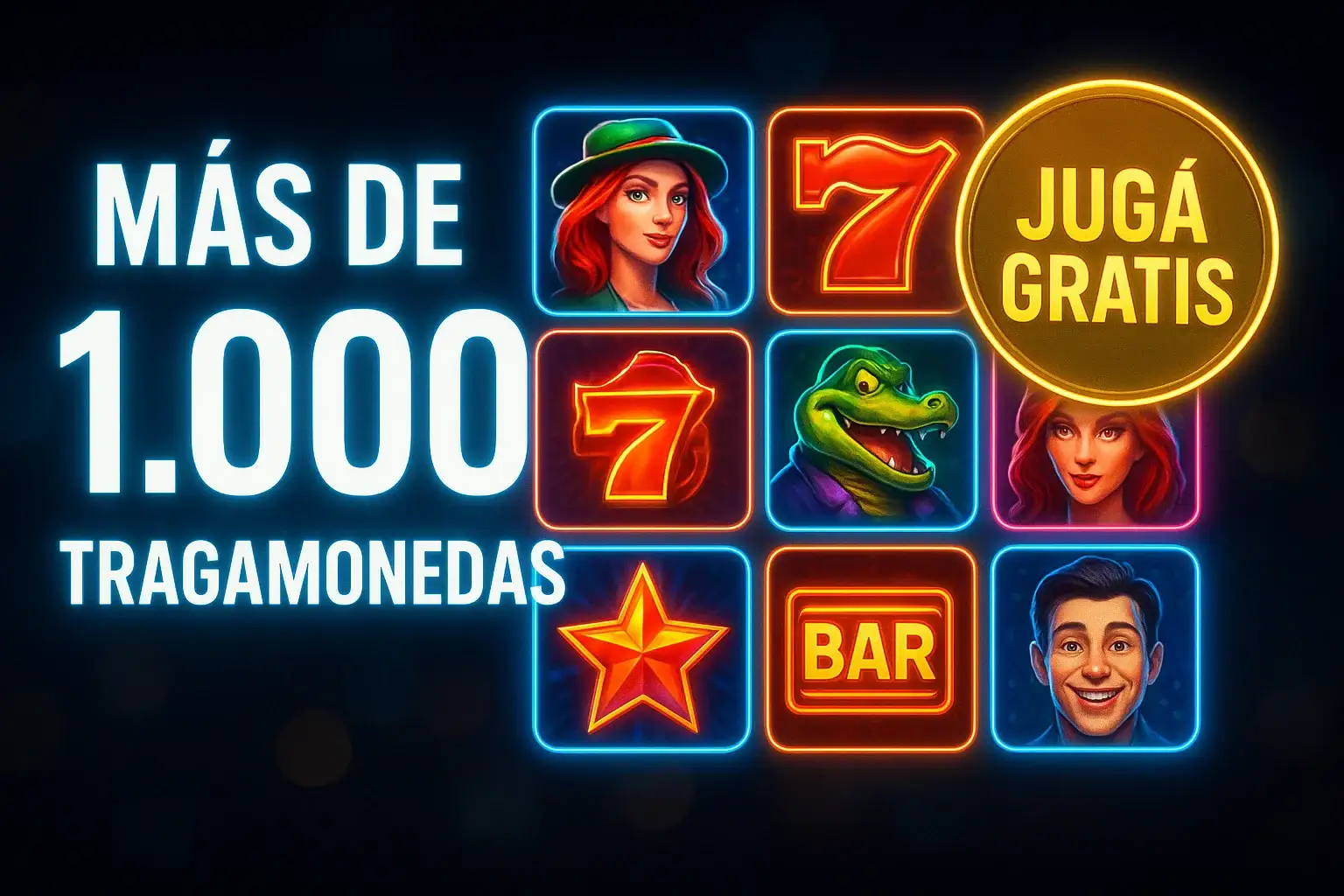 Banner casino con más de 1.000 tragamonedas y jugá gratis